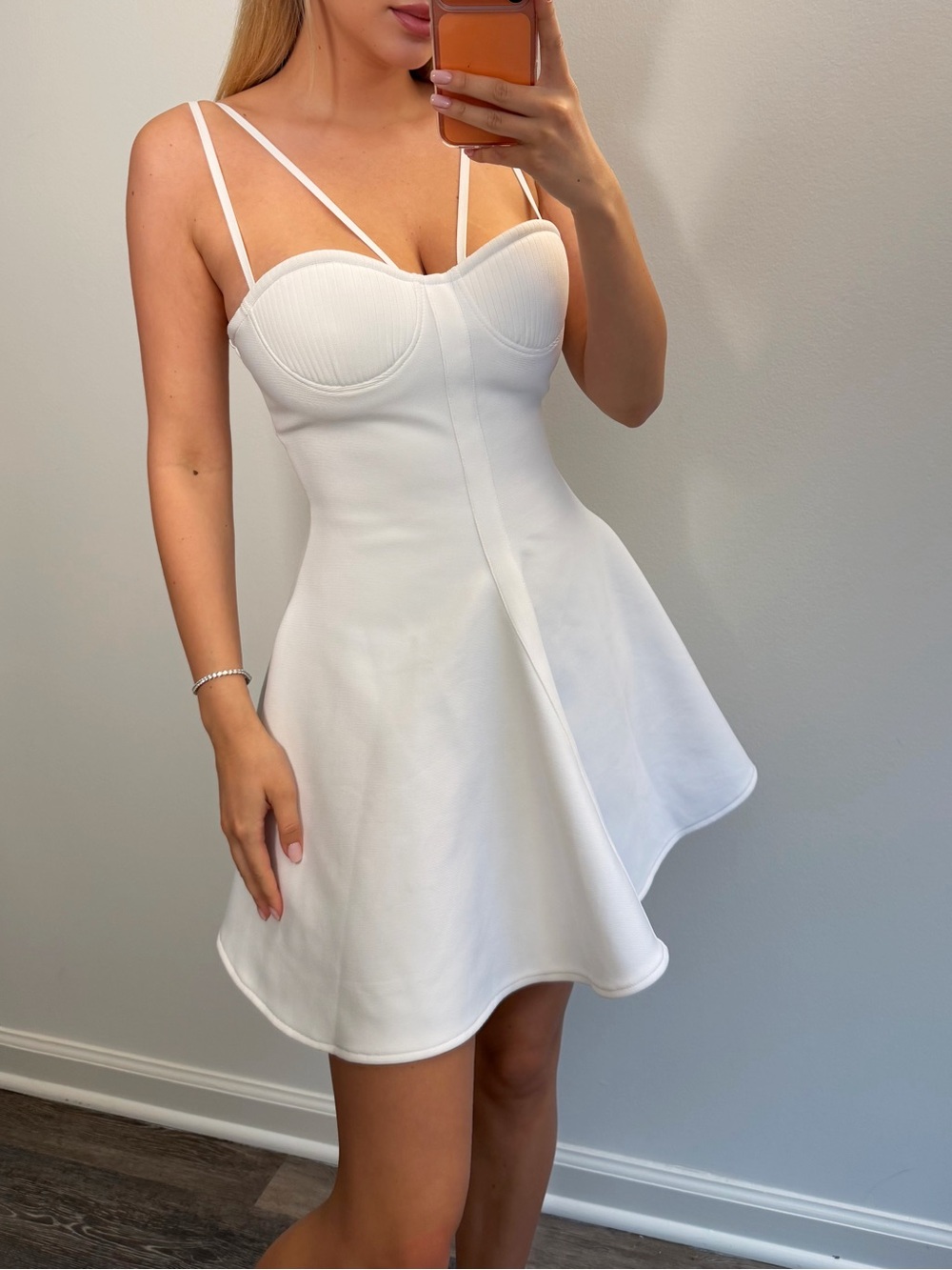 AKIRA White Double-Strap Fit & Flare Mini Dress